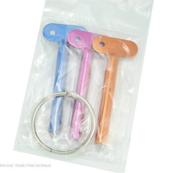 Paul Mitchell Color Tube Key Set – Metal Tube Squeezer – 3 Colors + Key Ring - Picture 3 of 3